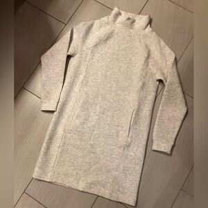 Thick Warm Quilted White/Speckled Grey Tunic with stand up neck line